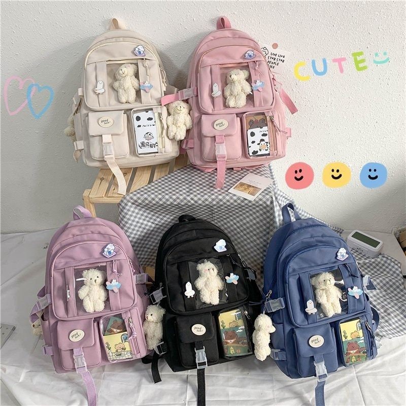 Kawaii Waterproof Schoolgirl Backpack with Multi Pockets