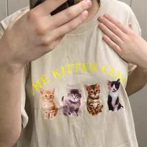 Kitten Club Graphic Tee - Y2K Clothing