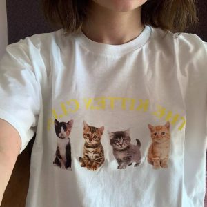 Kitten Club Graphic Tee - Y2K Clothing