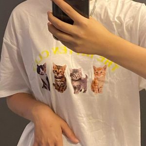 Kitten Club Graphic Tee - Y2K Clothing