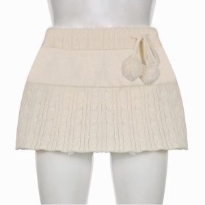 Knitted Low Waist Winter Skirt - Y2K Clothing