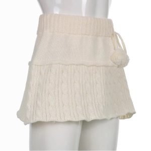 Knitted Low Waist Winter Skirt - Y2K Clothing