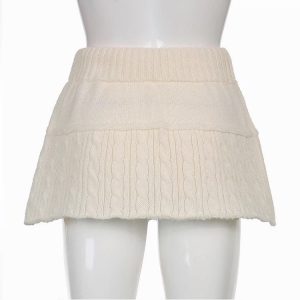 Knitted Low Waist Winter Skirt - Y2K Clothing