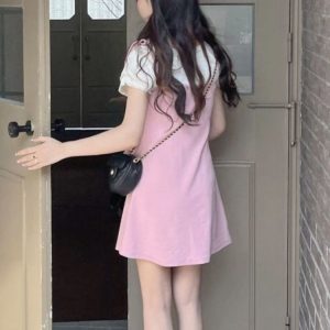 Korean Kawaii Pink Dress for Women