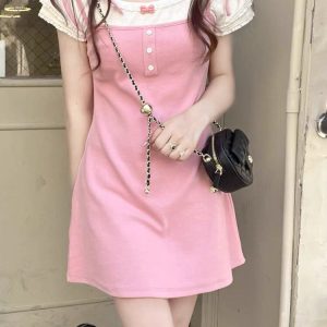 Korean Kawaii Pink Dress for Women