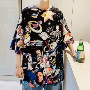 Korean Style Black Punk Oversized T-Shirt