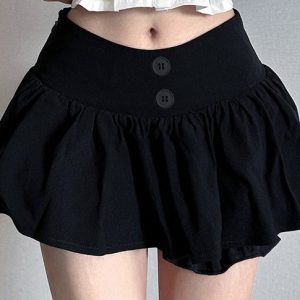 Korean Style High Waisted Fluffy Mini Skirt