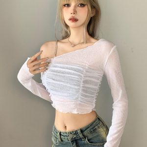 Korean Style Streetwear Cropped Top - Sexy White