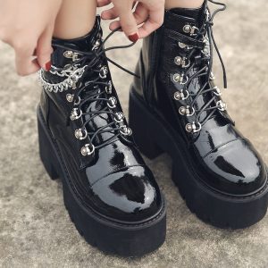 Lace Chunky Punk High Platform Ankle Boots