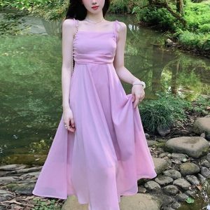 Lavender Chiffon Bridesmaids Dress - Y2K Clothing