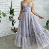 Lilac Fairy Prom Dress with Tea-Length Embroidery Lace Tulle