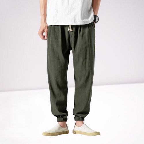 Men's Summer Tapered Harem Pants with Elastic Waist