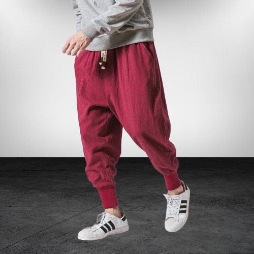 Men's Tight Harem Pants | Japanese Capri Cropped Baggy Trousers