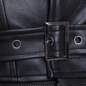 Men's Vegan Leather Biker Jacket with Adjustable Arm Lacing