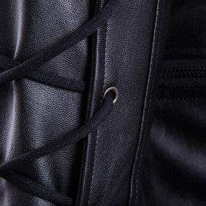 Men's Vegan Leather Biker Jacket with Adjustable Arm Lacing