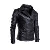 Men's Vegan Leather Biker Jacket with Adjustable Arm Lacing