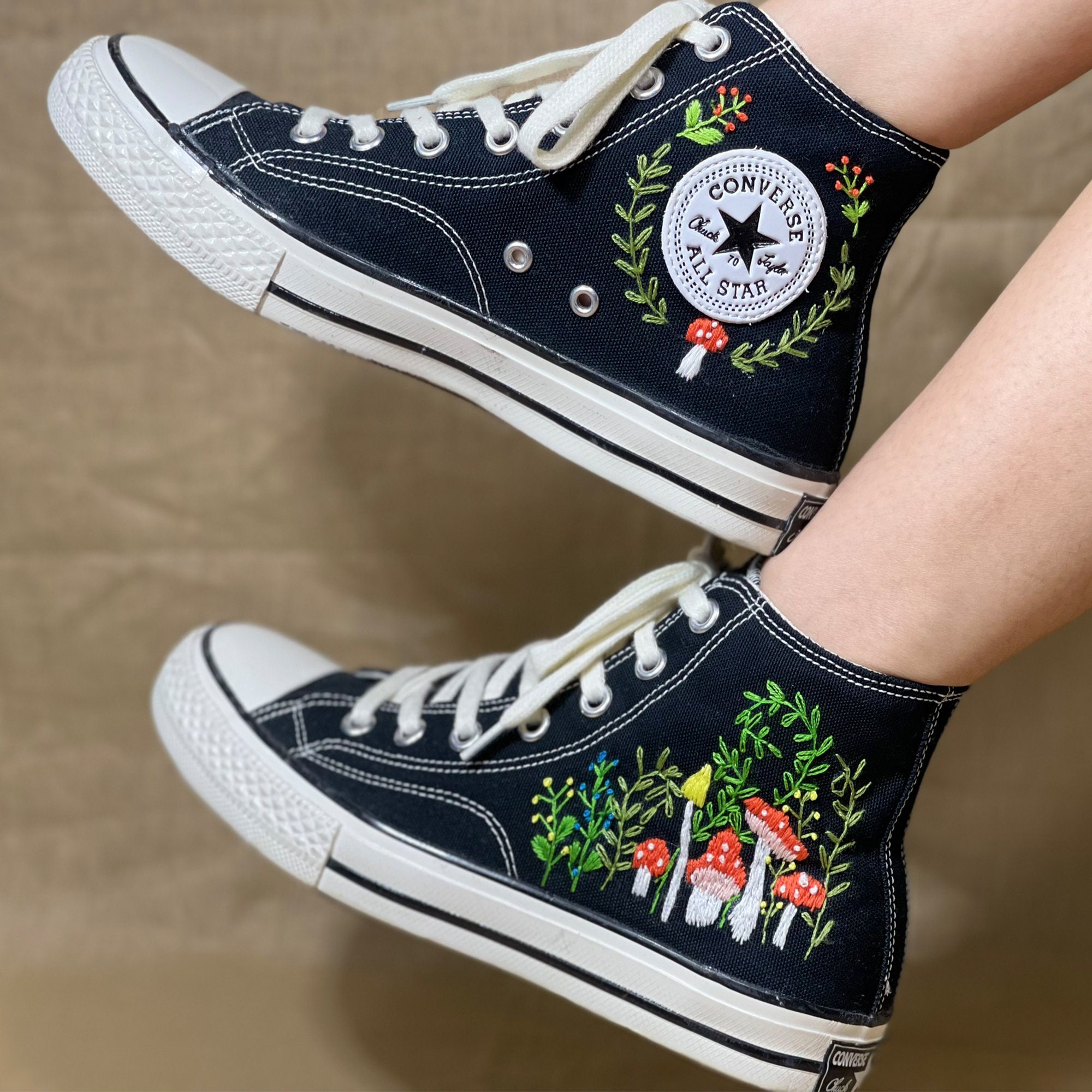 Mushroom and Flower Converse Shoes