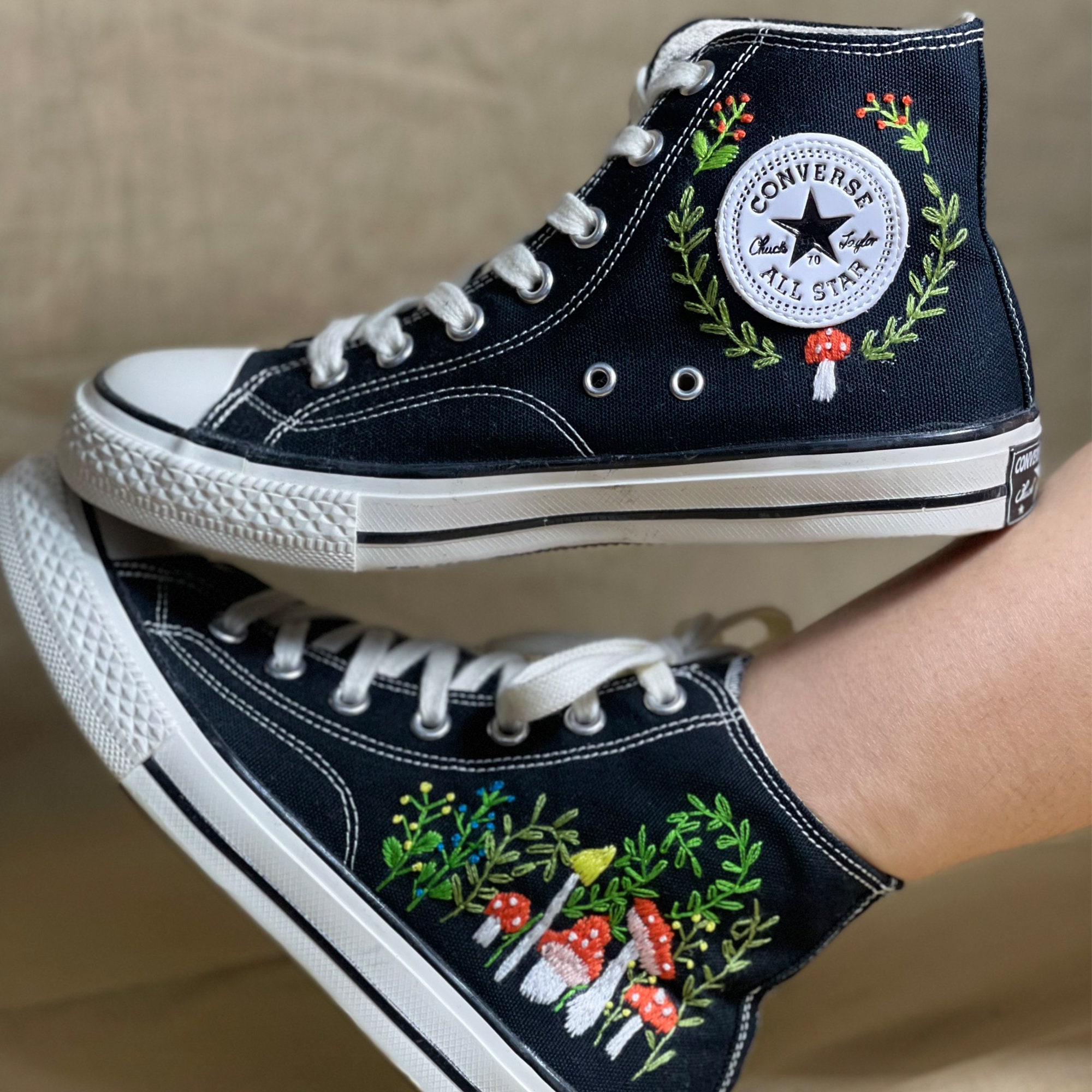 Mushroom and Flower Converse Shoes