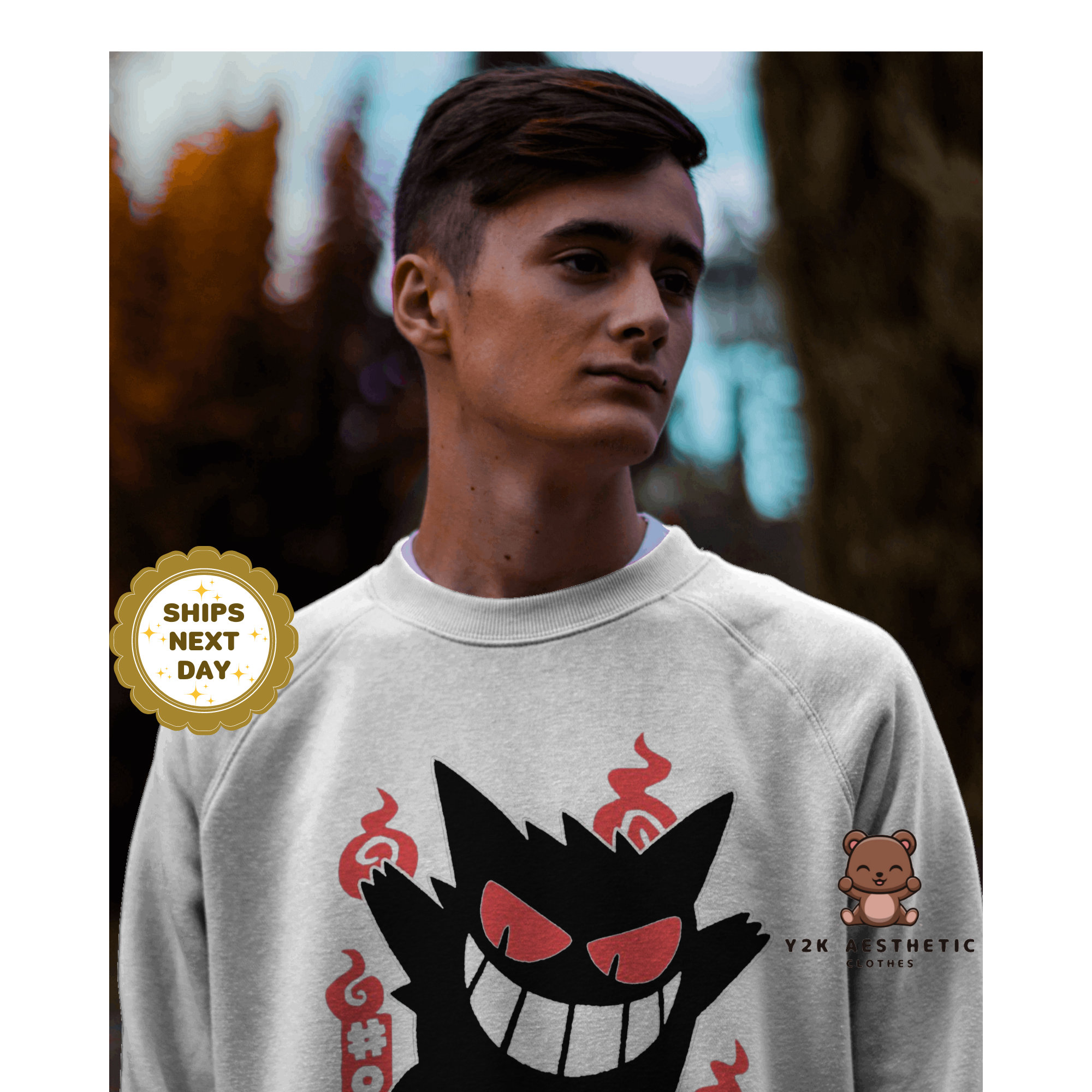 Mystical Spirit Gengar Sweatshirt - Anime Inspired Ghostly Style