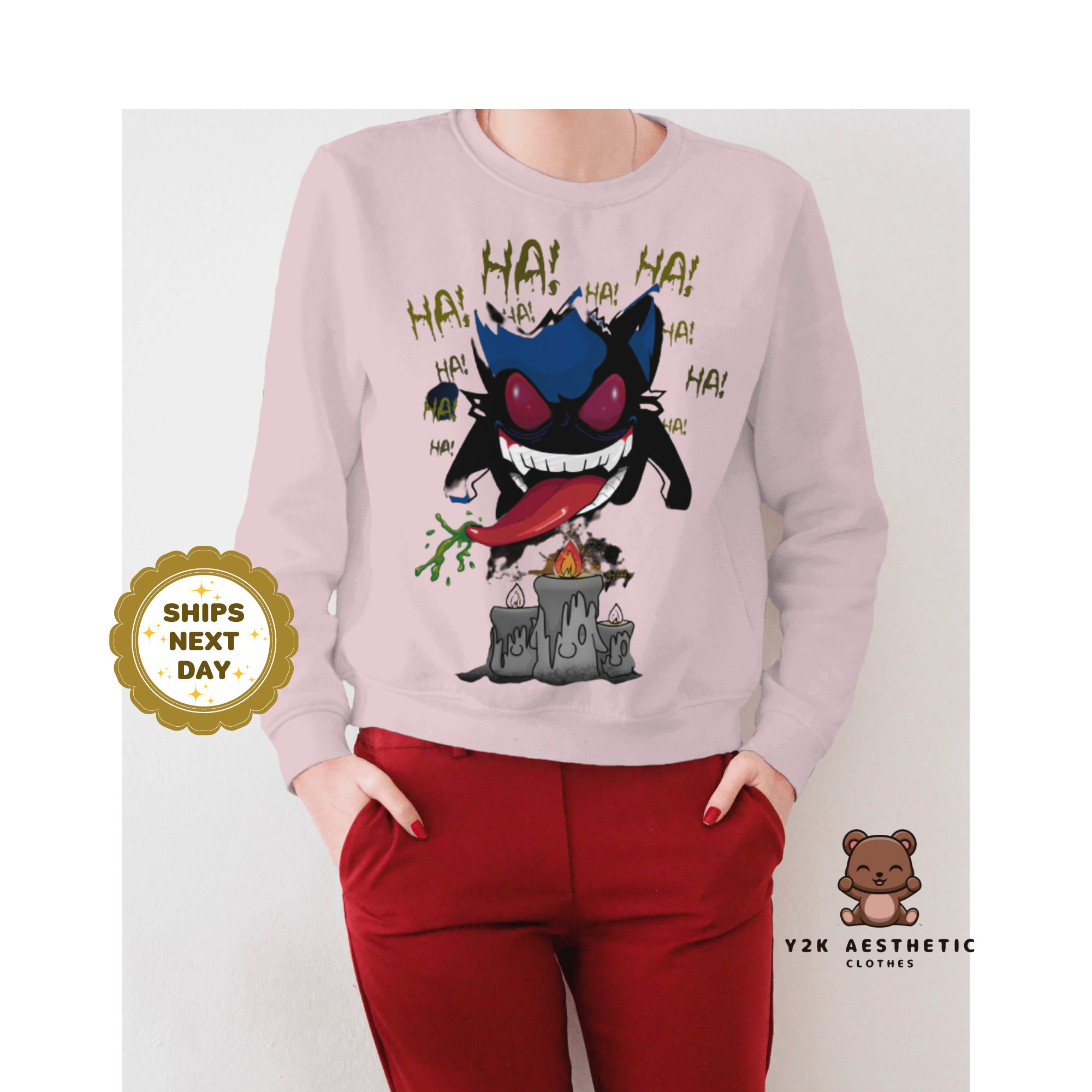 Mystical Spirit Gengar Sweatshirt - Anime Inspired Ghostly Style