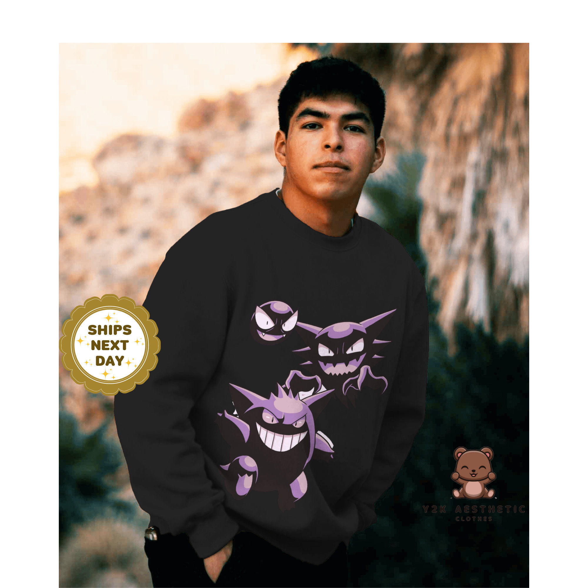 Mystical Spirit Gengar Sweatshirt - Anime Inspired Ghostly Style