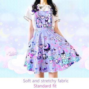 Pastel Goth Kawaii Halloween Apron Dress - Magic Cats