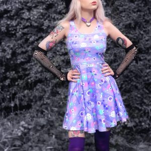 Pastel Goth Skater Dress - Little Ghost - Creepy Cute - Halloween Fashion