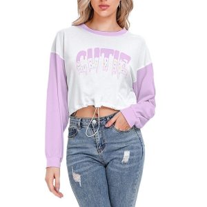 Pastel Kawaii Long Sleeve Crop Top - Y2K Clothing