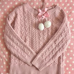 Pastel Pink Knitted Coquette Bow Sweater