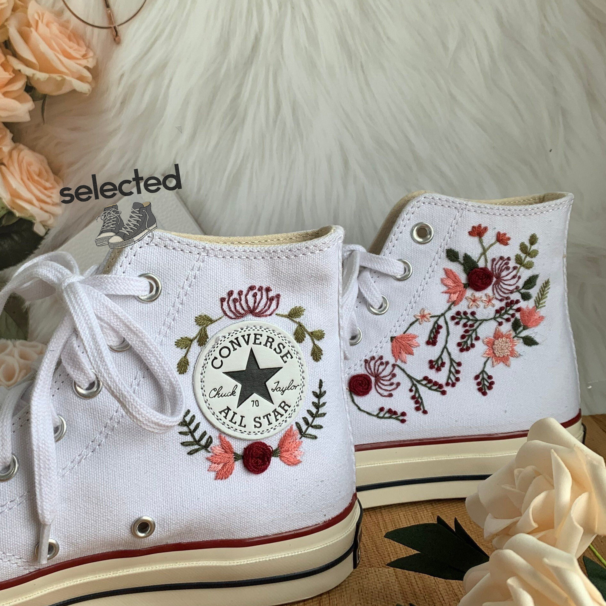 Personalized Floral Converse Shoes - Customizable Sneakers