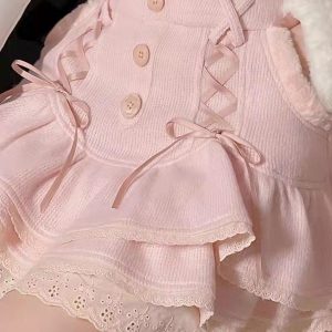 Pink Cascading Ruffle Kawaii Skirt - Y2K Clothing