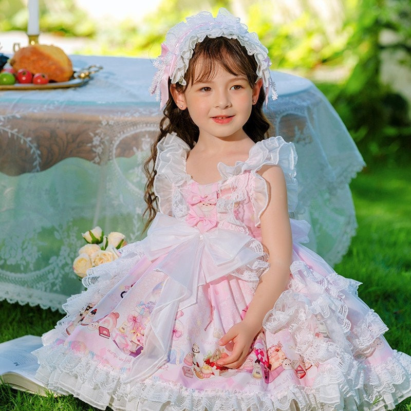 Pink Flower Girl Birthday Dress - Kawaii Lolita Style