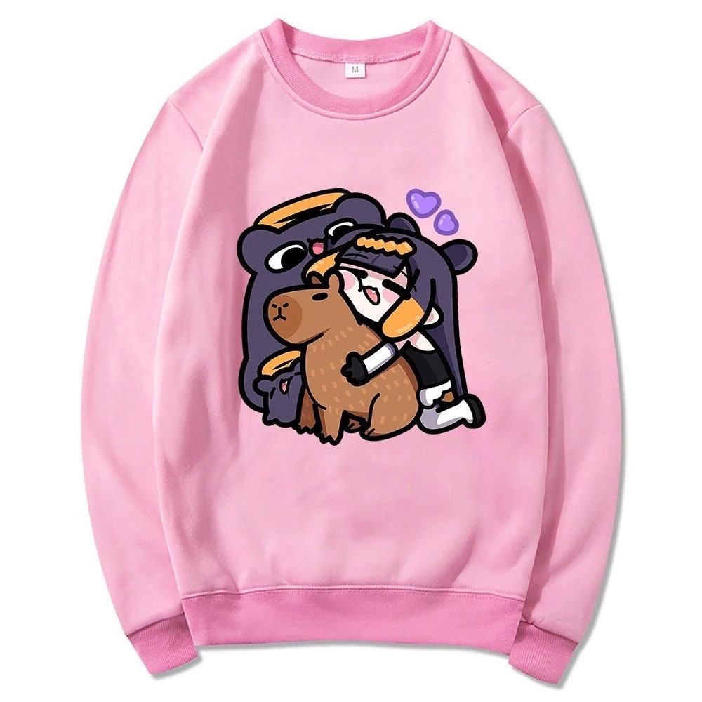 Pink Ina'nis Takodachi Hoodie - Kawaii Capybara Sweater