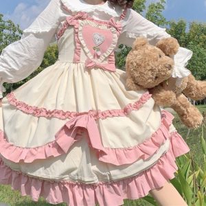 Pink Kawaii Fairy Sleeveless Cute Women's Lolita Fashion Dress