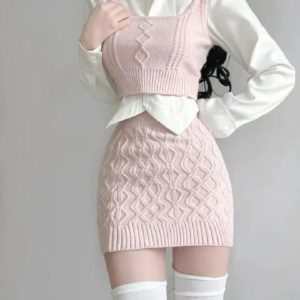 Pink Kawaii Party Mini Dress - Y2K Clothing