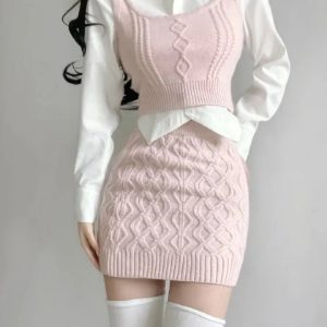 Pink Kawaii Party Mini Dress - Y2K Clothing