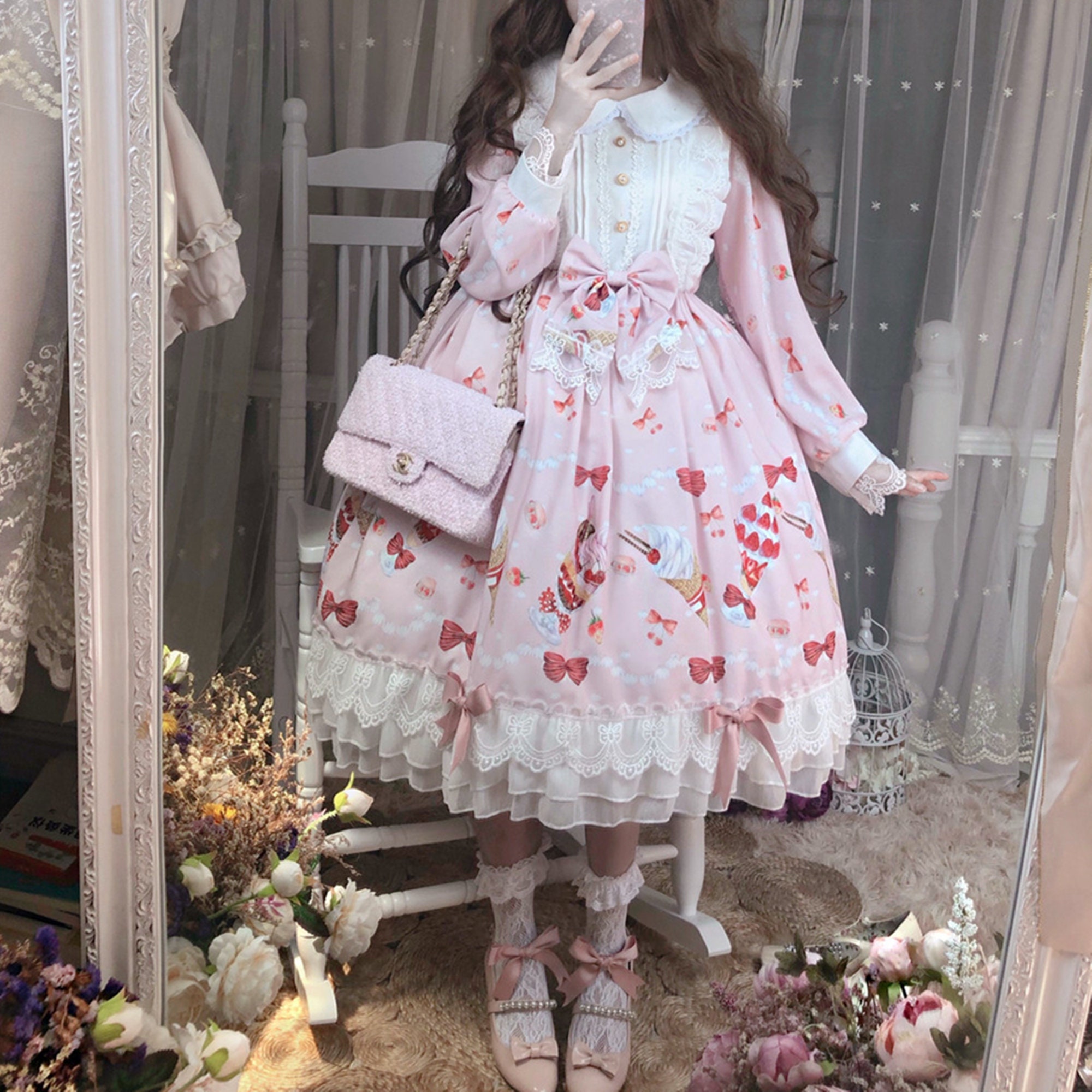 Pink Lolita Dress with Bowknot