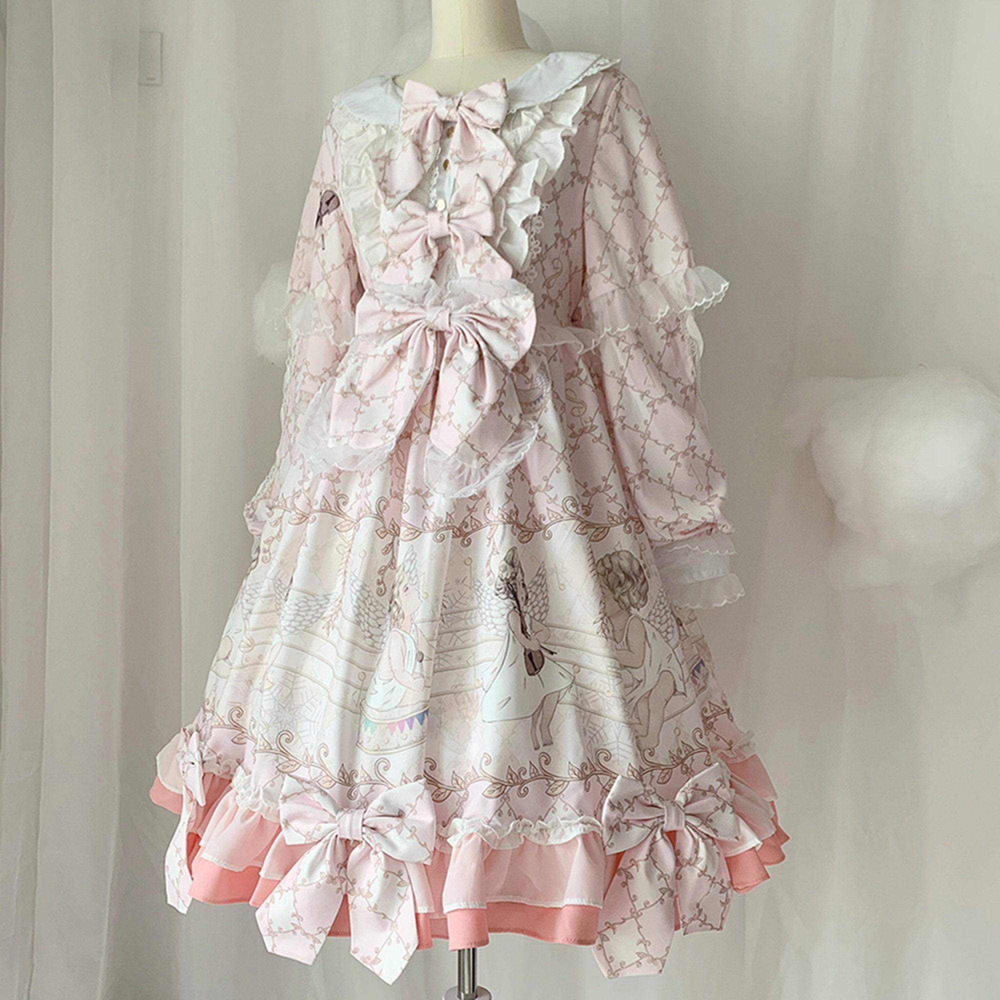 Pink Lolita Lace Babydoll Prom Costume Dress