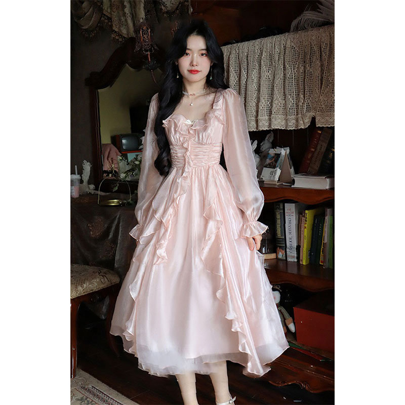 Pink Ruffled Fairy Dress - Y2K Clothing