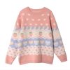 Pink Strawberry Sweater - Women's Y2K Fall/Winter Clothing