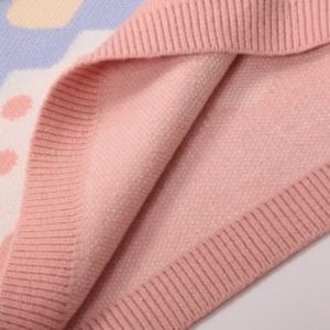 Pink Strawberry Sweater - Women's Y2K Fall/Winter Clothing