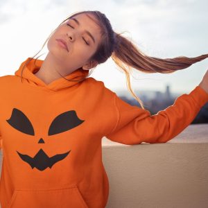 Pumpkin Kitty Face Halloween Hoodie - Spooky Season Gift