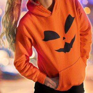 Pumpkin Kitty Face Halloween Hoodie - Spooky Season Gift