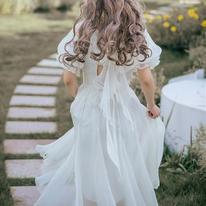 Purple Lace Dress with Big Bow - Y2K Clothing