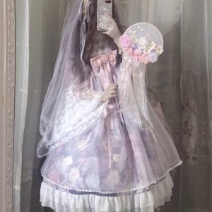 Purple Lace Long Sleeve Princess Party Costume Dress