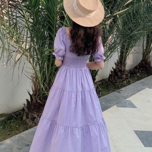 Purple Long Dress for Women - Y2K Clothing