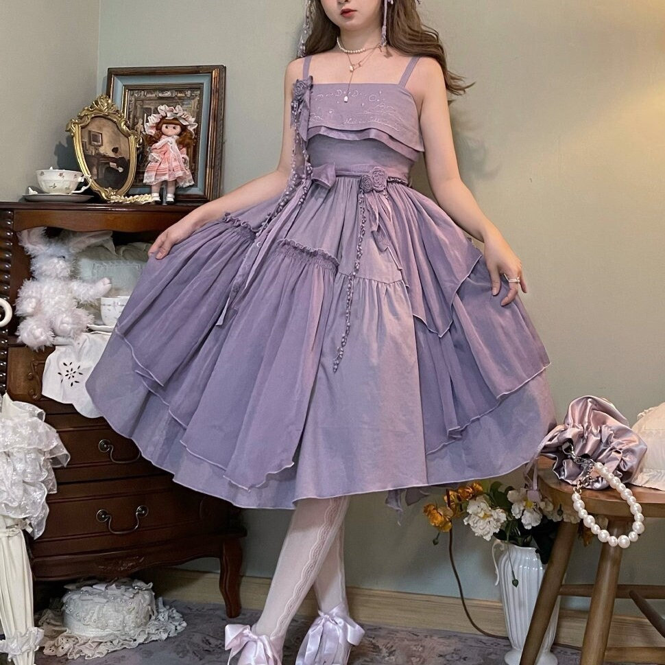 Purple Ruffled Leaf Lolita Dress - Y2K Clothing