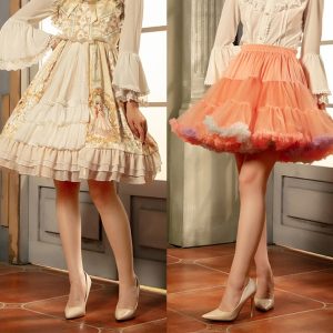 Rainbow Lolita Tulle Puffy Skirt - Y2K Clothing