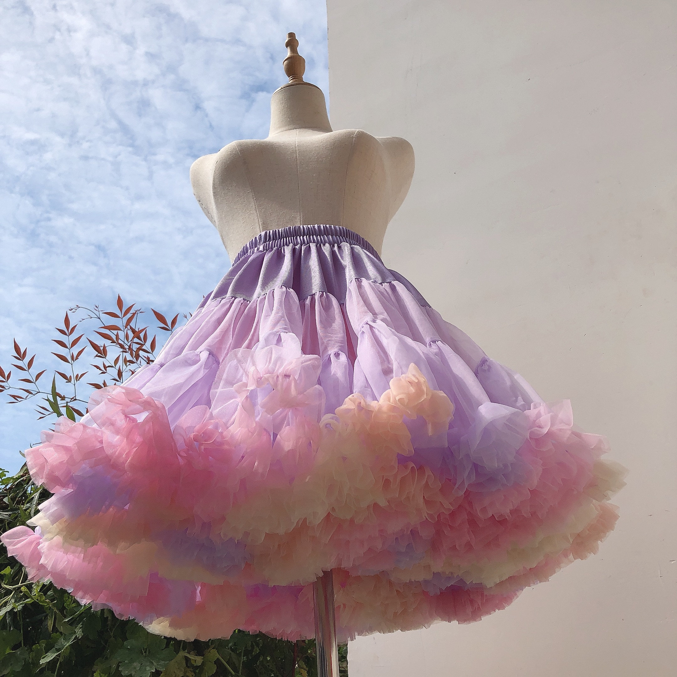 Rainbow Organza Petticoat for Y2K Fashion