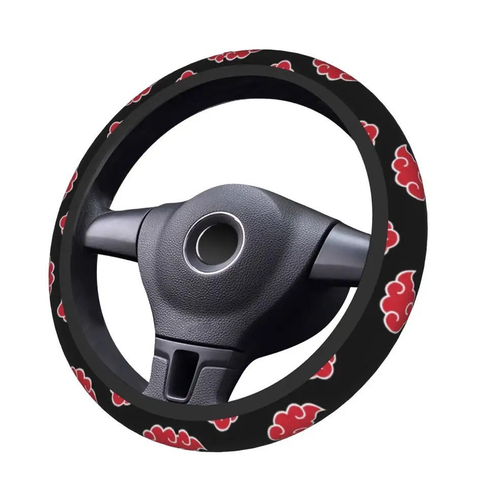 Red Anime Cloud Car Steering Wheel Cover